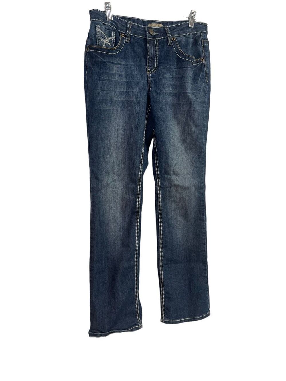 Earl Jean Womens Blue Low Rise Relaxed Straight Crop Jeans Size 6